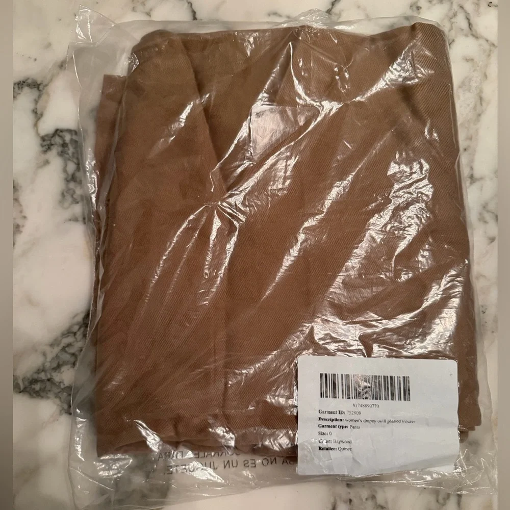 NWT Quince Women’s Drapey Twill Pleated Trouser Boxwood Brown Sz 0